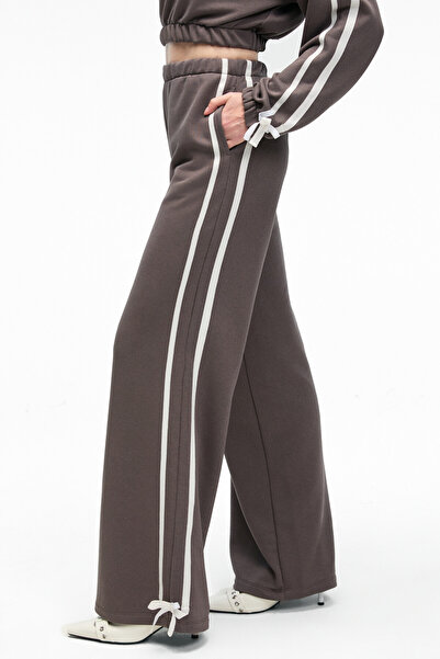GRIMELANGE Nyrella Women's Oversize Side Pockets Side Stripe Relaxed Fit Anthracite Sweatpants