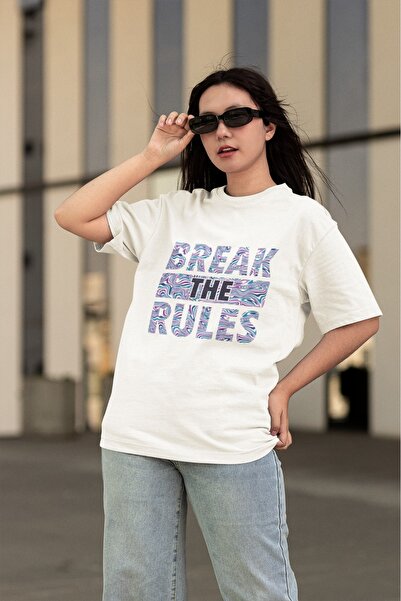 ArtYus Unisex Men/Women Break the Rules Color Printed Oversize 100% Cotton T-Shirt