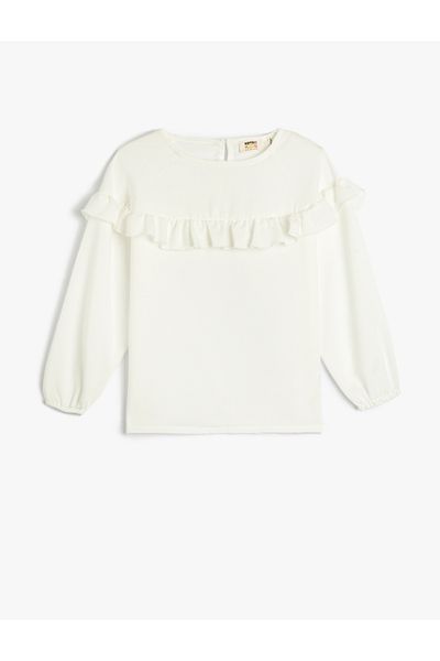 Koton Blouse Ruffled Round Neck Long Sleeve Elasticated Cuffs