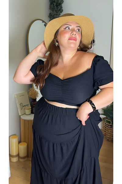Kendinisevbutik Black Floor-Length Suit Plus Size
