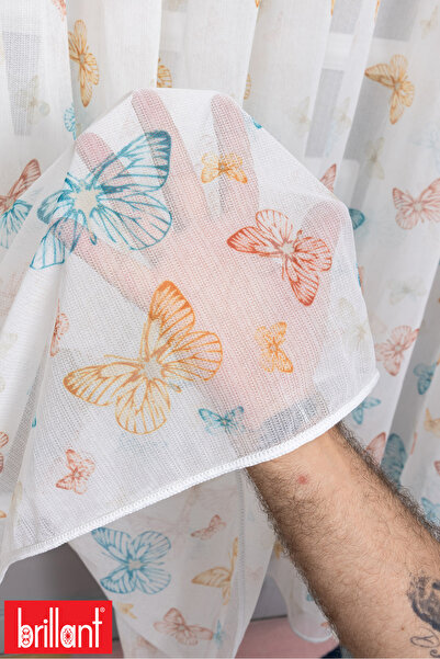 Brillant Renkli Butterfly Kelebekli 1/3 Sık Pileli Ütü İstemez Yeni Sezon Çoc...