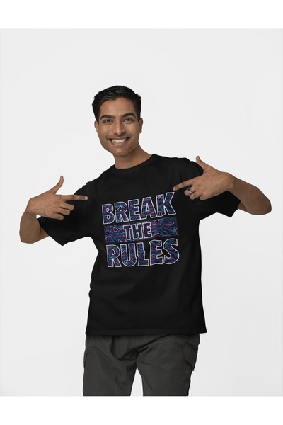 ArtYus Unisex Men/Women Break the Rules Color Printed Oversize 100% Cotton T-Shirt