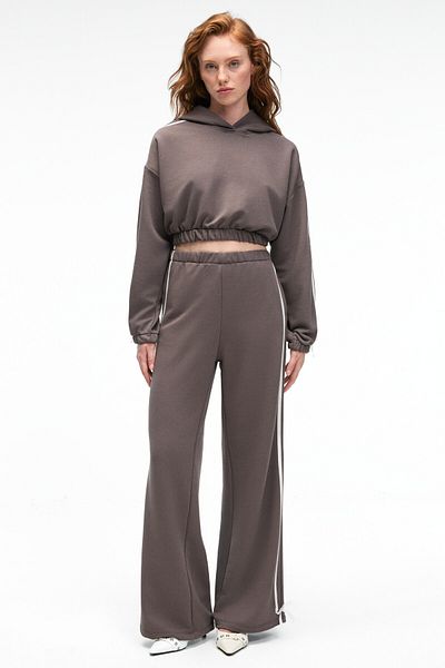 GRIMELANGE Nyrella Women's Oversize Side Pockets Side Stripe Relaxed Fit Anthracite Sweatpants