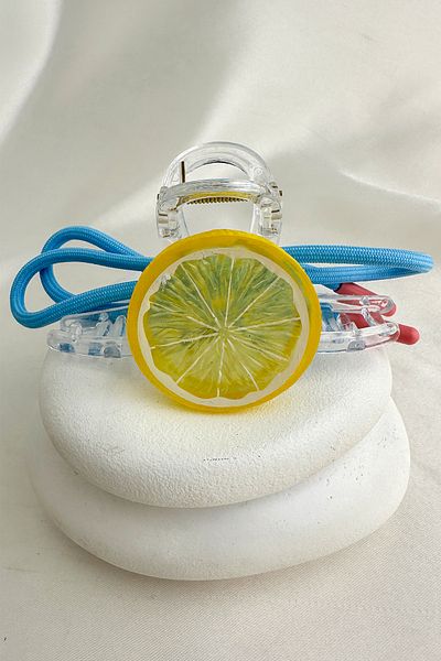 Modex Yellow Lemon Slice Blue Rope Detail Transparent Clamp Buckle (12cm)