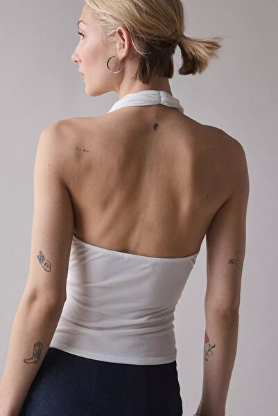 fablair White Degaje Collar Crop Top Body