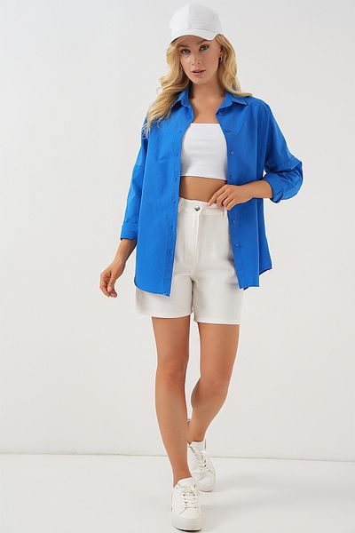 Bigdart Women's Oversize Long Shirt B.Blue 1001