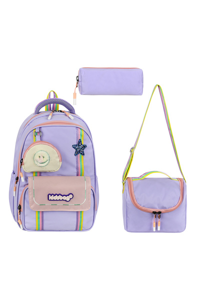 great bags حقيبة مدرسية ابتدائية مغطاة بتصميم كوري للفتيات مع دعم للظهر لتقوي...