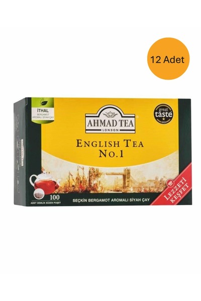 Ahmad Tea English Tea No1 Demlik Poşet Çay 100lü320gX12Ad (1 Koli)