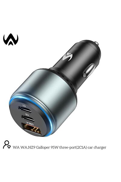 world accessories 95W Super Fast USB Type-C Car Charger with 3 Charging Ports, 2 PD Outputs and 1 USB Output