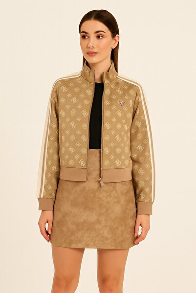 Guess Tamamı Logolu Fermuarlı Sweatshirt V5YQ07K0282