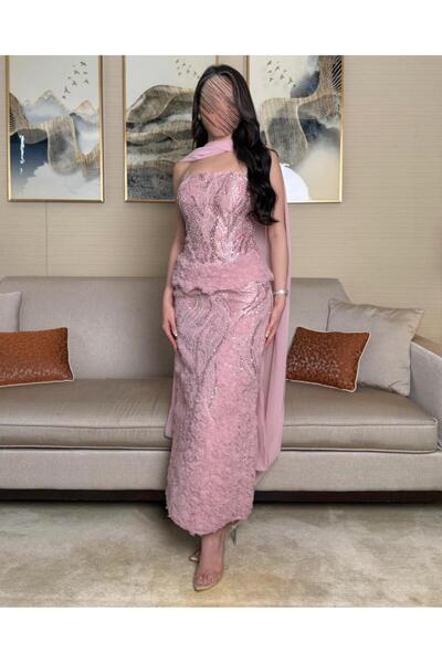 toog فستان وردي بكشكشة ناعمة