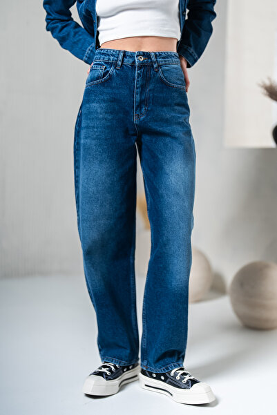 Denim Republic Women's Navy Blue Skater Jeans High Waist