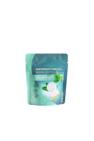TBRUSH T-Brush Mint Flavor Toothpaste Tablets - Eco-Friendly Oral Care with Fluoride - 30 Count