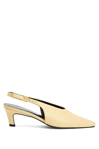 Academia Yellow Leather Heeled Shoes