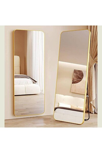 Al Saada Home Floor Mirror with Brown Frame 50-165 cm