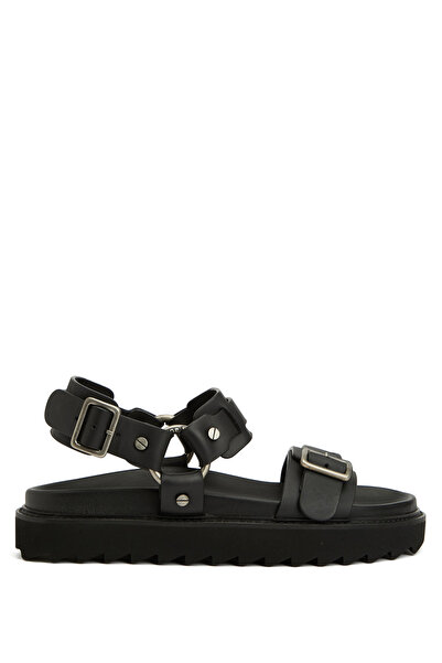 Acne Studios Siyah Logo Detaylı Kadın Deri Sandalet