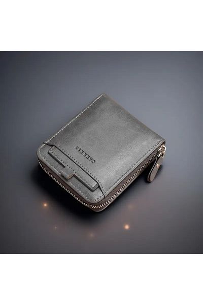 GlassySKY New Fashion Stylish Zipper Closure, Multiple Card Slots, Faux Leather Men's Wallet Gift