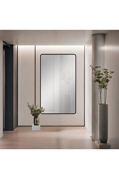 Al Saada Home مرآة حائط مقاومة للكسر بإطار أسود 140×70 سم