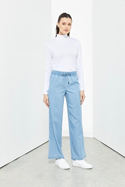 Doque 59084 PANTOLUNUN BELİ LASTİKLİ ÖNDEN BAĞLAMALI BOL PAÇA TANSEL PANTOLON...