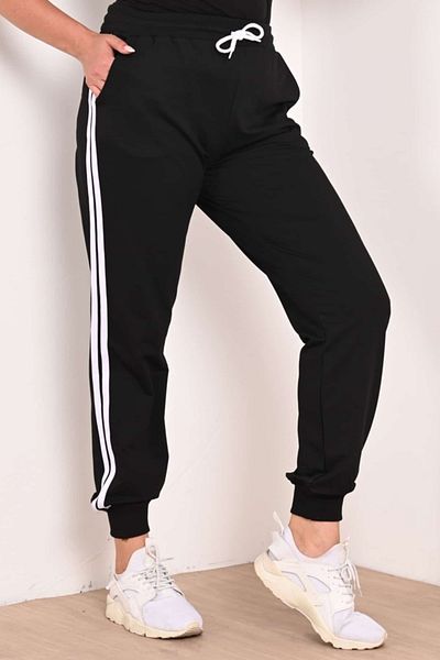 Bigsize Women's plus size 2-stripe tracksuit pants 6008-22 - Black, XL