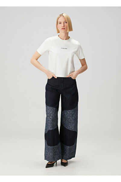 LES BENJAMINS Koyu Mavi Wide Leg Jean Pantolon