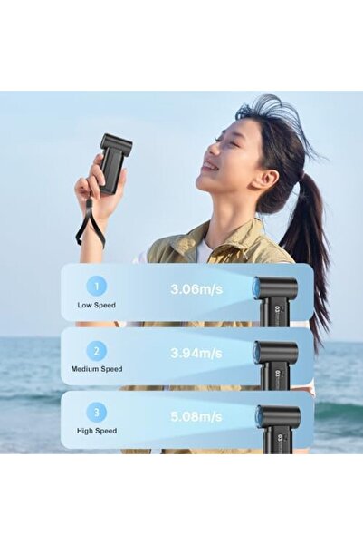 Generic Ultra Power Handheld Fan, Pocket Fan with High Capacity, 3 Speeds, Safety Lock Design, Lanyard,