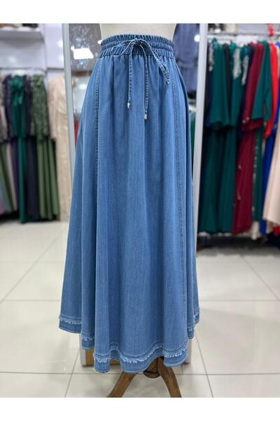 Doque 52011 BELİ LASTİKLİ BAĞLAMALI ALT KISMI PÜSKÜLLÜ DETAYLI PARÇALI KLOŞ ETEK #03-25#