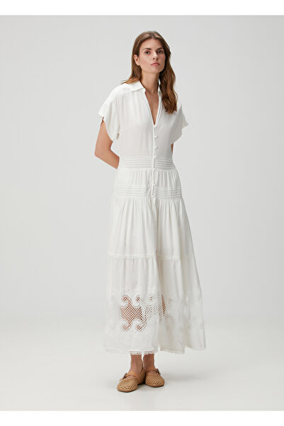 Maje Roitine Ekru Maksi Elbise