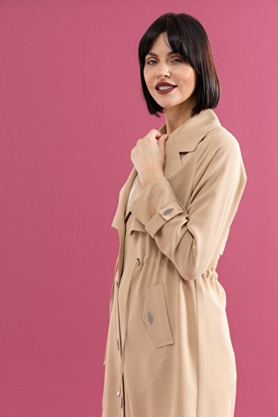 PERFECT 25224 BELİ BAĞLAMALI BELDEN AŞAĞI ÇITÇIT DETAYLI CEPLİ GÜNLÜK GİY-ÇIK CEKET #05-25#