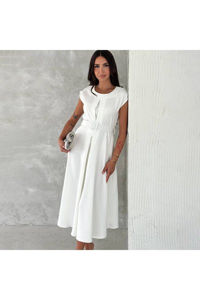 HOPEFUL DESİGN Hopeful Design Pleated Belted Dress