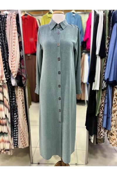 PERFECT 1517.1 ÖNÜ KARE DÜĞMELİ ÇITÇITLI GÖMLEK YAKA UZUN TUNİK YENİ SEZON #02-25#