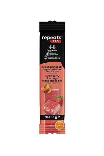 Repeats Pro Yüksek Proteinli Çilekli Portakallı Beyaz Çoko Bar 35gr