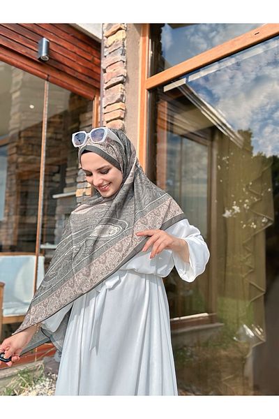 cs camellia scarf Vela Pattern Soft Shawl - Khaki