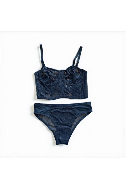 Peony Boutique Siyah simli desteksiz Balensiz sütyen takımı