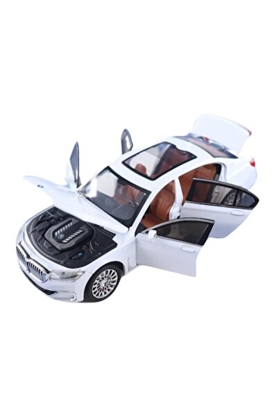 OEM Metallic Mechanical Toy Car, BMW 760 THE7, Scale 1:24, White, 22 cm