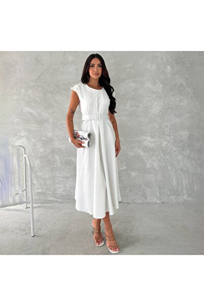 HOPEFUL DESİGN فستان بحزام مطوي بتصميم مرجح