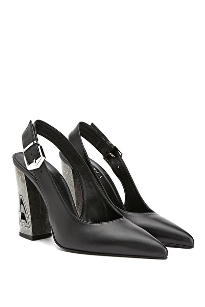 Academia Siyah Deri Topuklu Ayakkabı