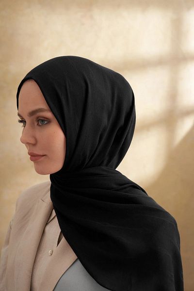 ARMANDA Black Cotton Modal Aden Pattern Shawl 3355
