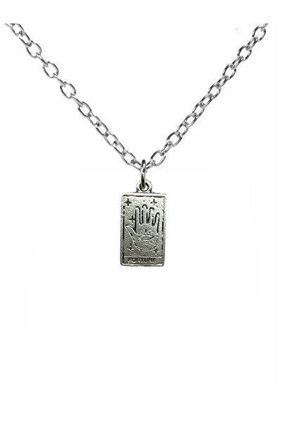 Herşey Nota قلادة على شكل بطاقة فورتشن تارو - مطلية بالزاماك مع سلسلة 60 سم ل...