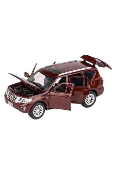 Tayumo Metal Toy Car, Nissan Patrol Y62, Scale 1:32, Sounds, Opening Doors, Brown, 15 cm