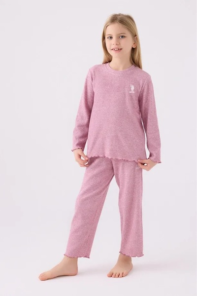 U.S. Polo Assn. Kız Çocuk Termal Ribanalı Uzun kol Pijama Takım Sıcak Tutan Kışlık Takım