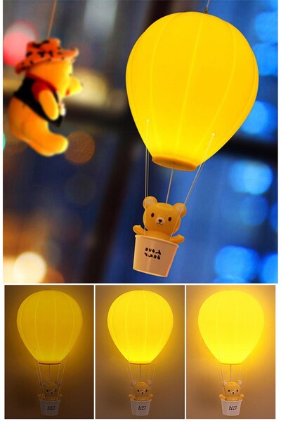 Buffer ® Balonlu Ayıcıklı Eğlenceli Dekoratif Gece Lambası Aydınlatması