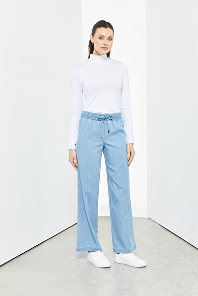 Doque 59085 BELİ LASTİKLİ İPLİ KOT TANSEL PANTOLON #03-25#