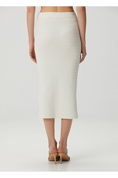 Self Portrait Krem İşlemeli Midi Etek