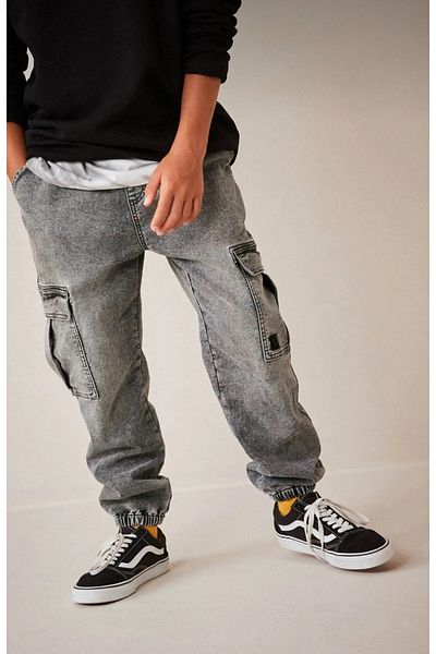 ASL GOLF CLUB Boy's Jean Trousers – Jogger Style with Elastic Waist, Elastic Legs and Cargo Pockets