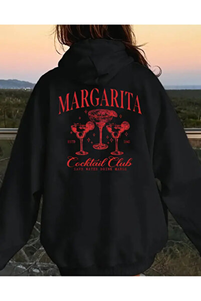 Harajuku Style Hanorac de iarnă pentru femei, negru, cu imprimeu cocktail, co...