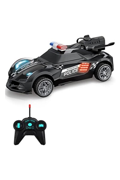 OEM Masinuta cu telecomanda, Politie, scoate fum, scara 1:18, lumineaza farurile, stanga, dreapta, negru