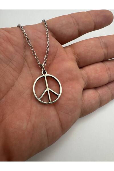 Yuchicly قلادة على شكل علامة السلام - إكسسوار بسيط مطلي بالزاماك للنساء والرجال