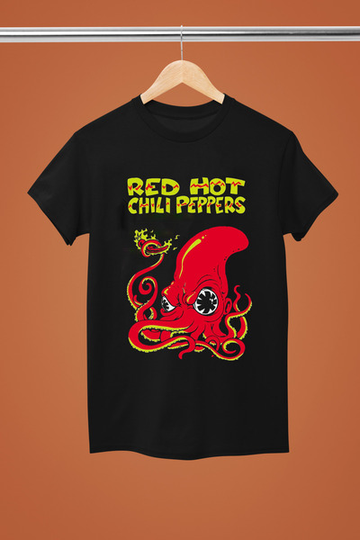 MAGORS تيشيرت روك من القطن بأكمام قصيرة مطبوع عليه ريد هوت تشيلي بيبر