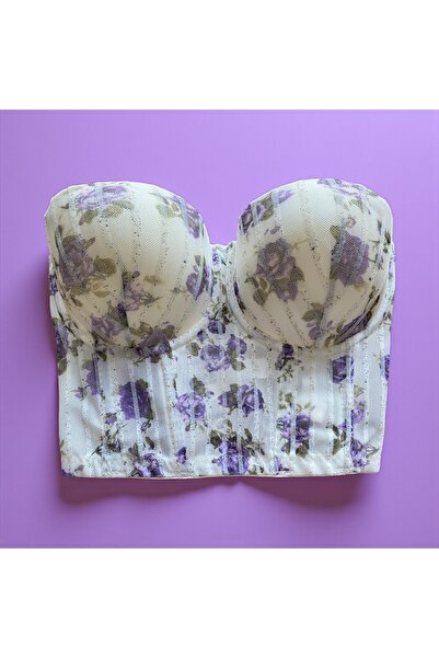 Peony Boutique Ecru Color Glitter Strapless and Strap Bra Set with Support and Underwire